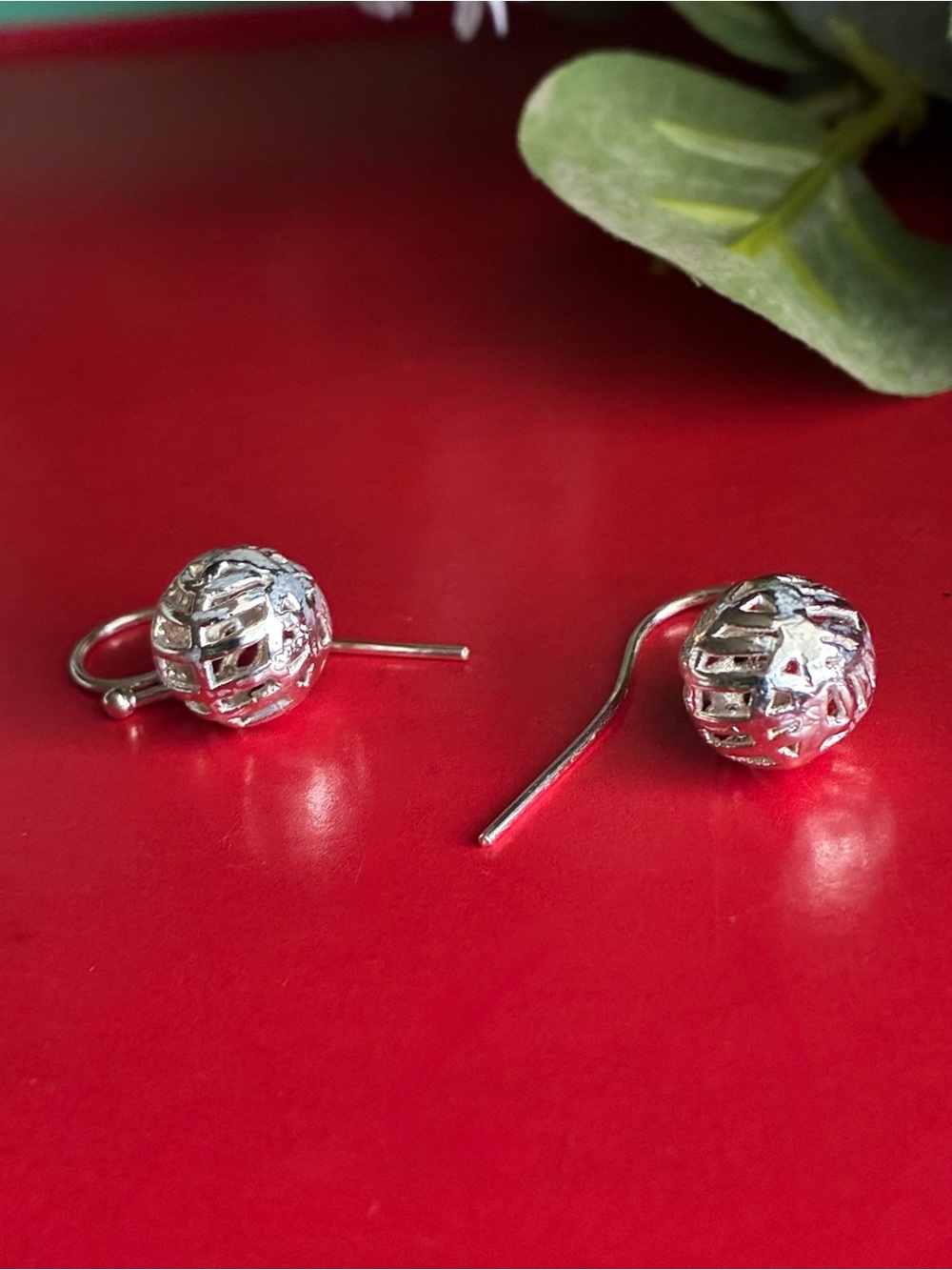 925 Sterling Silver Textured Ball Drop Earrings - Silver